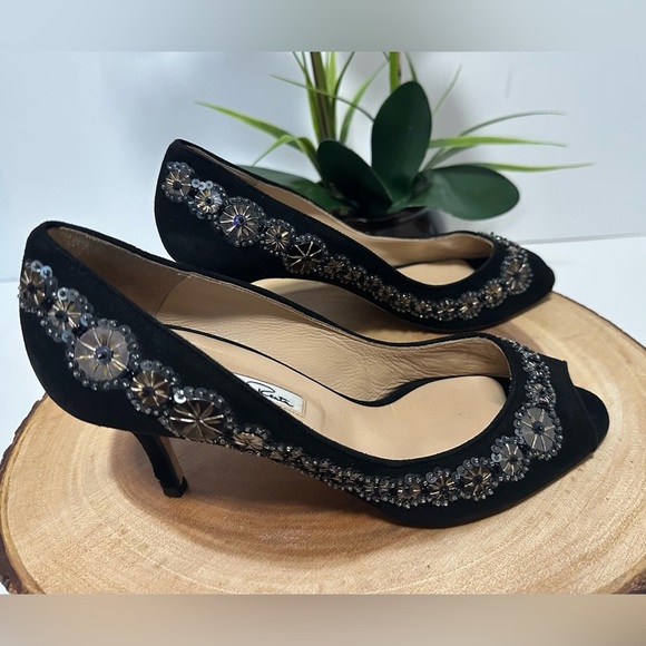 💎Oscar de la Renta Suede Heels with Embellishments - Women's Size 38💎 - Picture 7 of 16